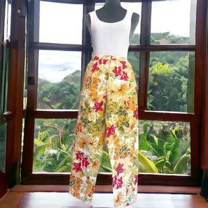 Alanni Brook retro tropical floral botanical print cropped pants